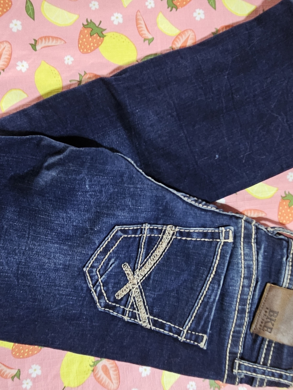 BKE Dark Blue Skinny Jeans with Embroidered Back Pocket